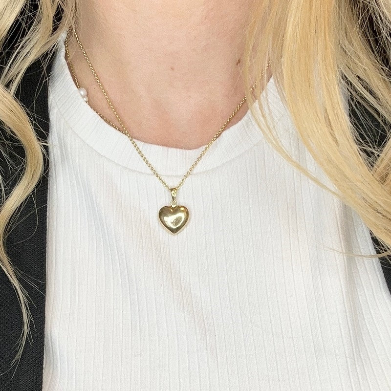 Siersbøl hjertevedhæng i 8 eller 14 karat guld, 15 mm