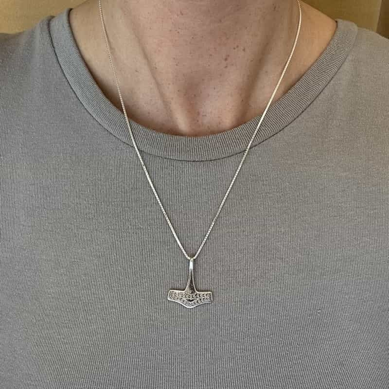 Siersbøl Thorshammer vedhæng i rhodineret sølv, stort (26 x 22,5 mm)