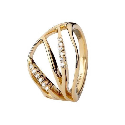 Energy ring i forgyldt sølv fra Christina Jewelry & Watches med 12 klare kubiske zirkonia i moderne design.