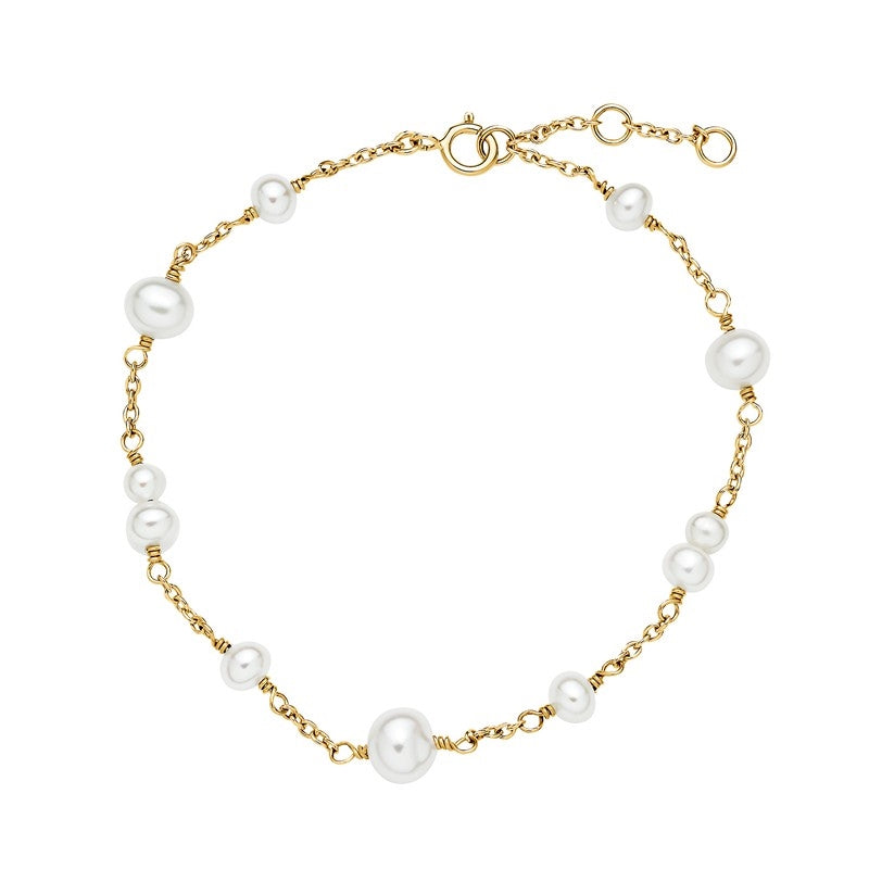 Perlearmbånd i 8 kt guld med ferskvandsperler – Lund Copenhagen