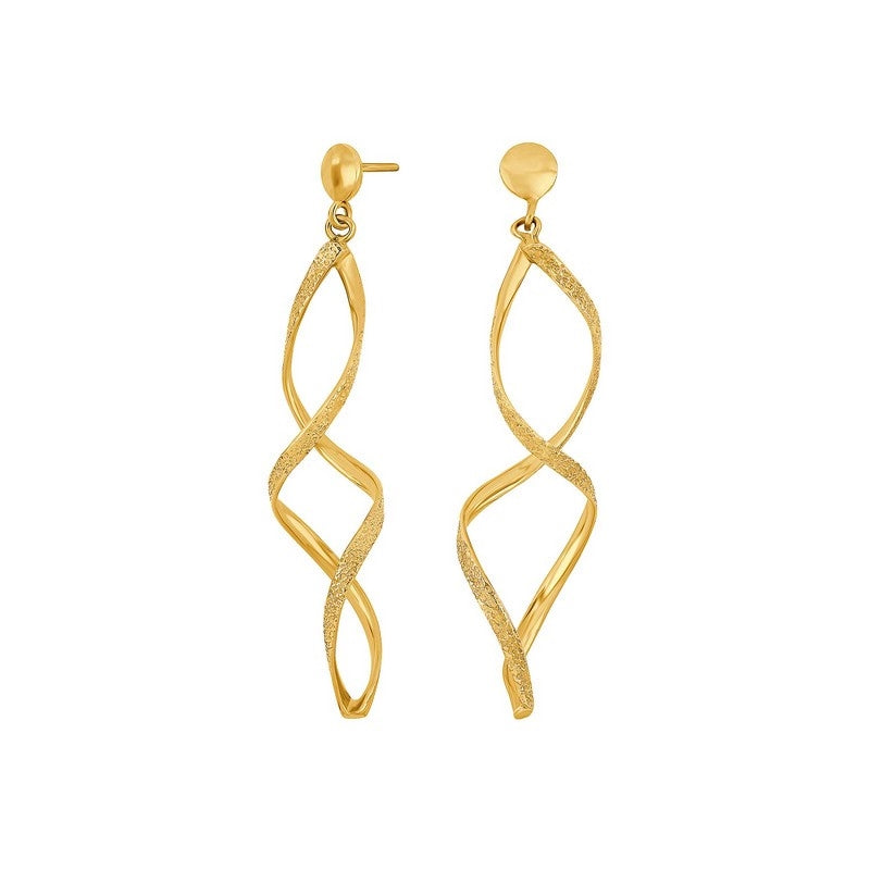 WATCH52 ørehængere fra Nordahl Andersen i forgyldt 925 sterlingsølv med snoet struktur, 50 mm.