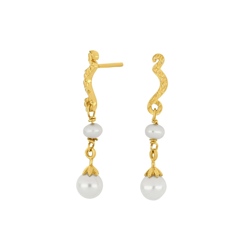 SPACE52 ørestik i forgyldt sølv med ferskvandsperle fra Nordahl Andersen