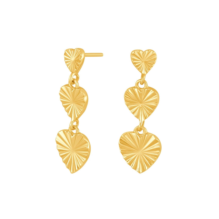 ACTOR52 ørestikker i forgyldt sølv med hjerter fra Nordahl Jewellery