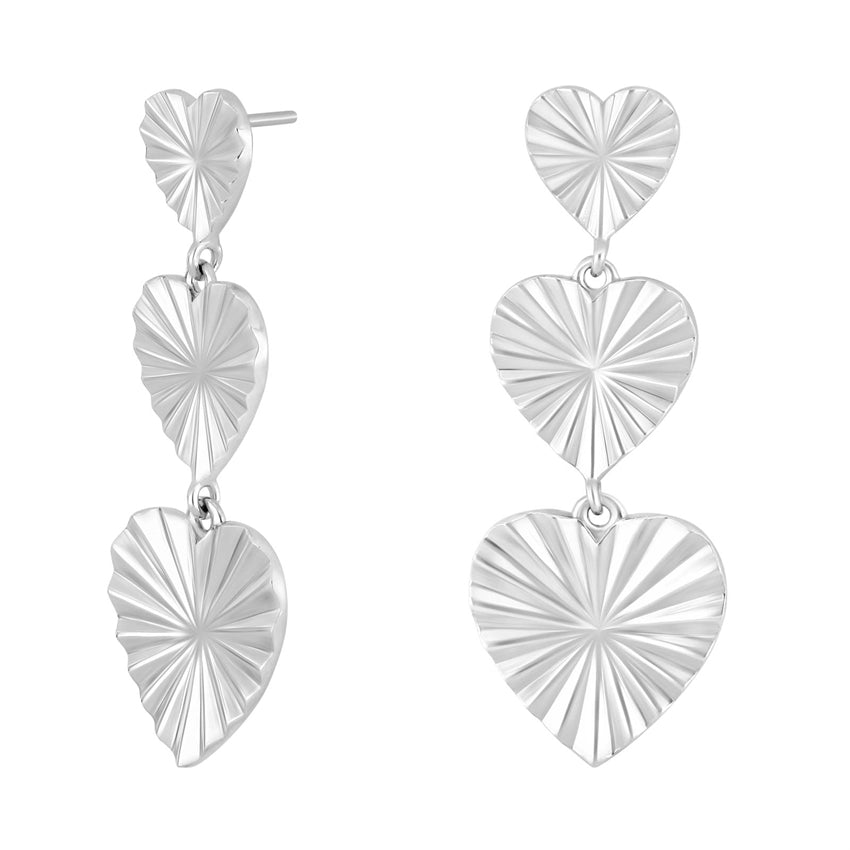 ACTOR52 ørestikker med hjerter i rhodineret sølv fra Nordahl Jewellery