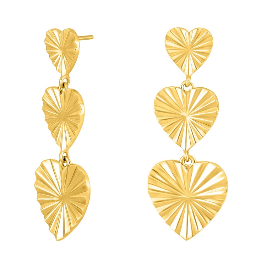 ACTOR52 ørestikker med hjerter i forgyldt sølv fra Nordahl Jewellery