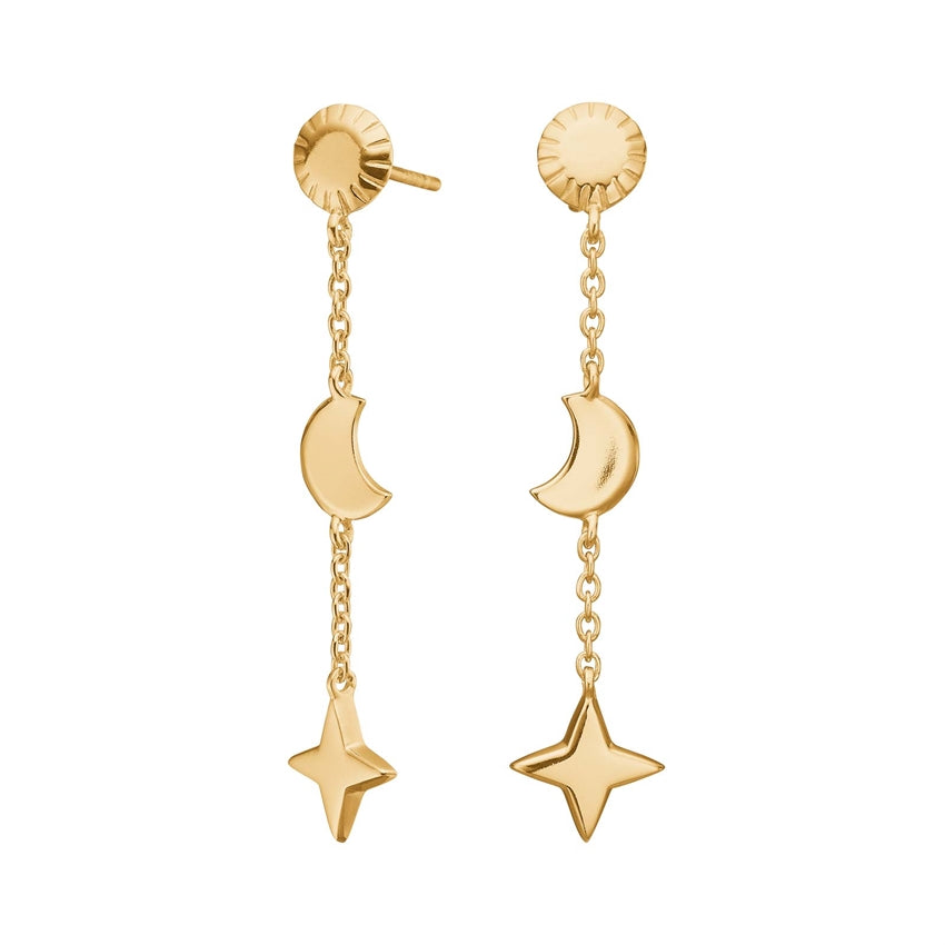 UNIVERSE52 hængeøreringe i forgyldt sølv med symboler fra Nordahl Andersen