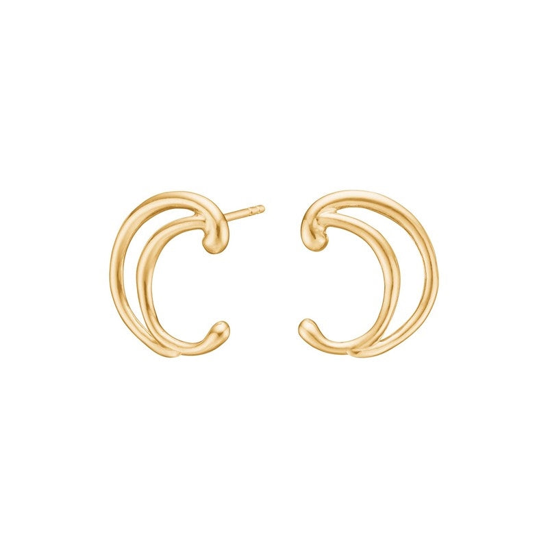Nordahl Andersen Nordahl Jewellery øreringe i 18 karat forgyldt sølv med store dobbelte bløde buer, model Aura52.