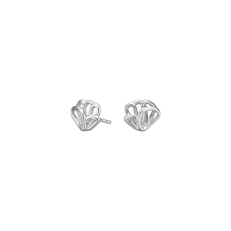Nordahl Jewellery BLOSSOM52 ørestikkere i rhodineret 925 sterlingsølv med blomsterformede, åbne og buede linjer.