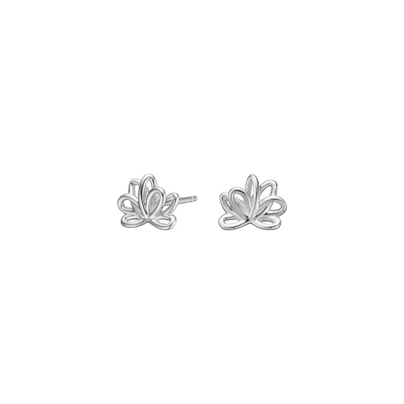 Nordahl Jewellery ørestikkere i rhodineret 925 sterling sølv BLOSSOM52 med åbent blomsterdesign fra Nordahl Andersen.