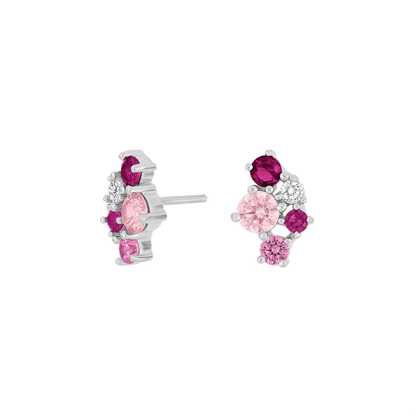 NADINENOR 2 ørestikker i sølv med lyserøde zirkoner – JoanliNor