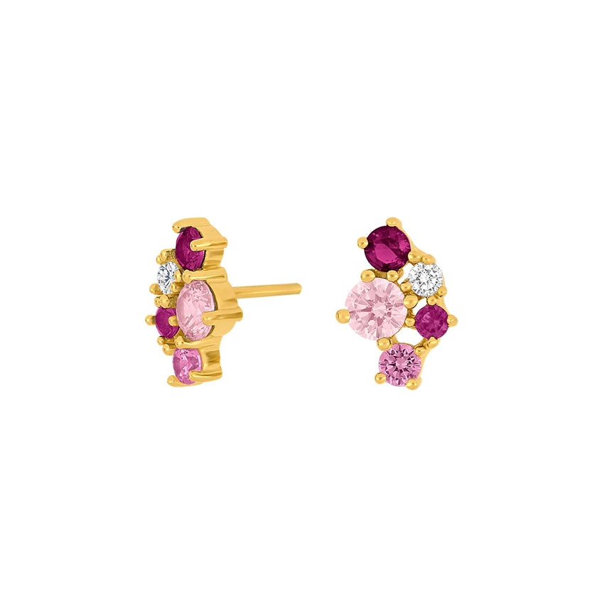 NADINENOR ørestikker i forgyldt sølv med lyserøde zirkoner – JoanliNor