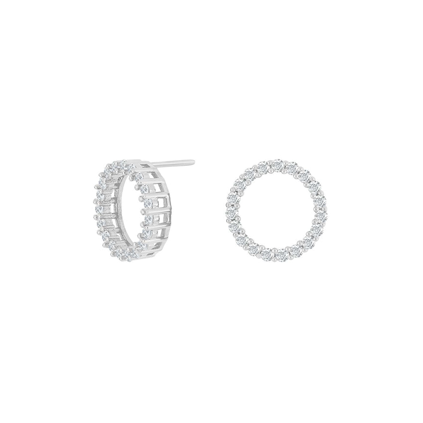 OBINOR cirkel ørestikker i sølv med hvide zirkonia fra JoanliNor