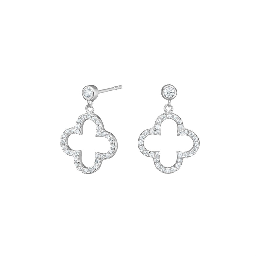 PamelaNor øreringe fra JoanliNor i sølv med firkløver og zirkonia