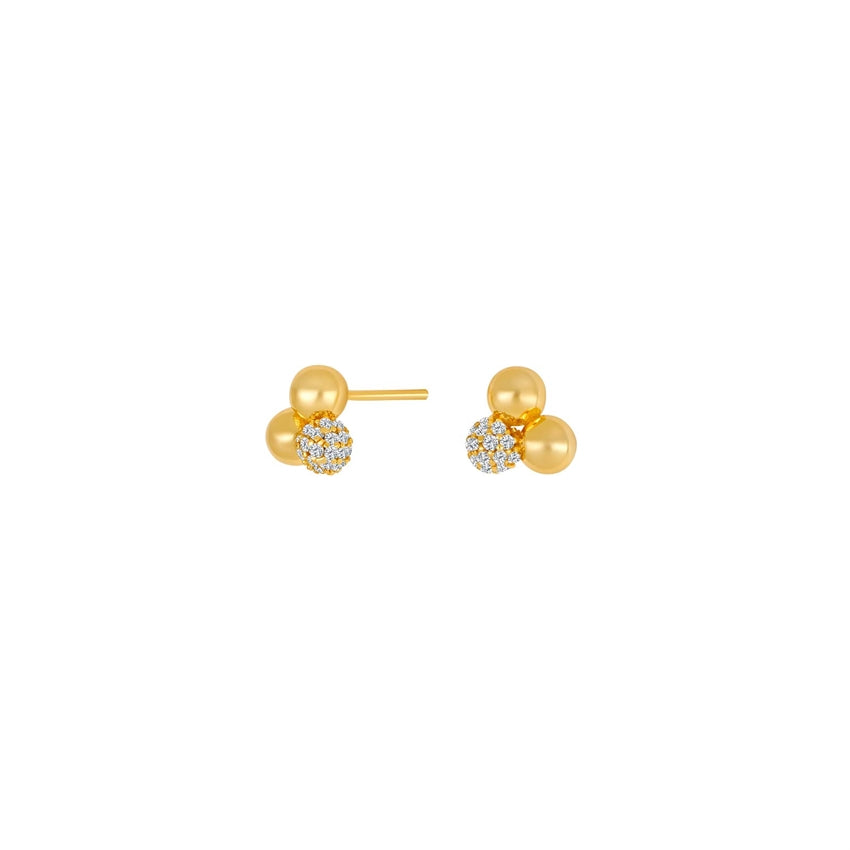 OLINANOR ørestikker i forgyldt sølv med hvide zirkonia fra JoanliNor