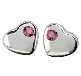 NOA Kids hjerte ørestikker i rhodineret sølv med lyserød zirkonia fra Nordahl Andersen