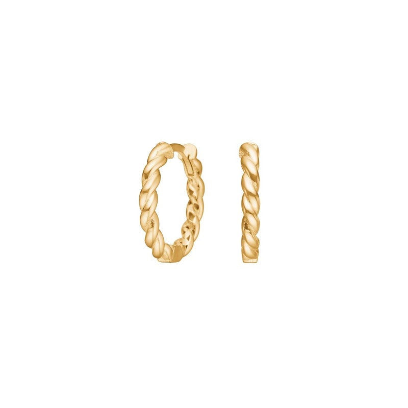 Siersbøl snoede creoler i 8 karat guld med grafisk snoet design og hængsellukning.