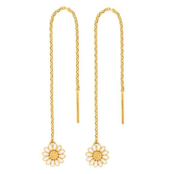 Siersbøl marguerit ørekæder i forgyldt sølv 7 mm