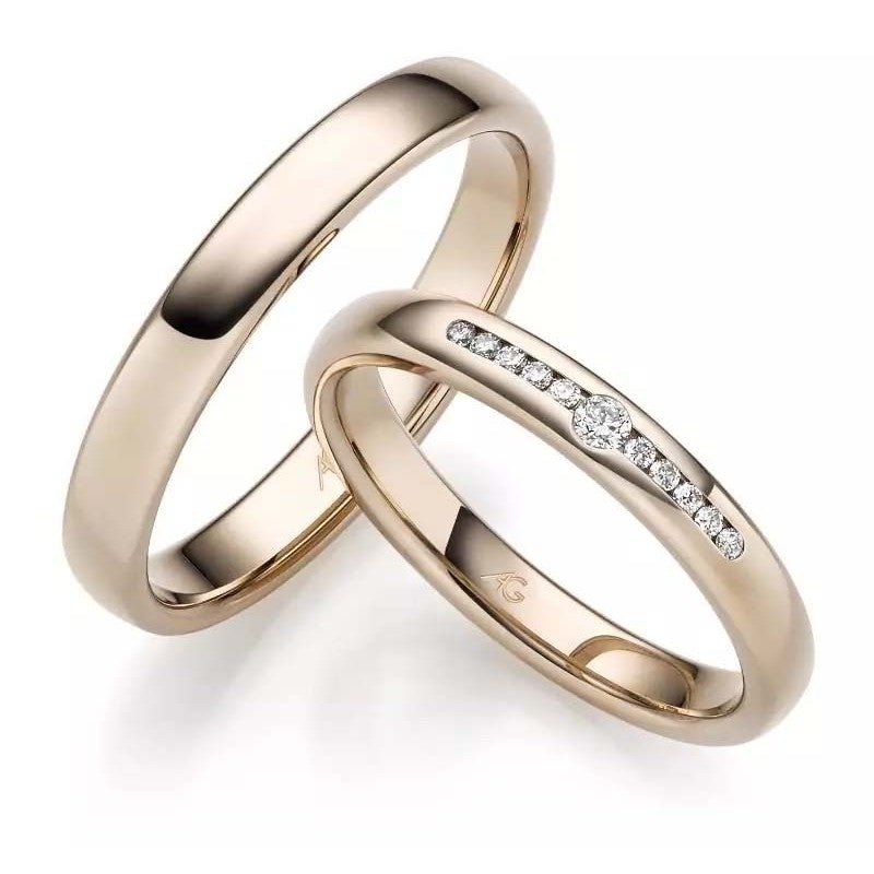 Unikke Gerstner vielsesringe i 14 karat guld med 0,08 ct diamanter