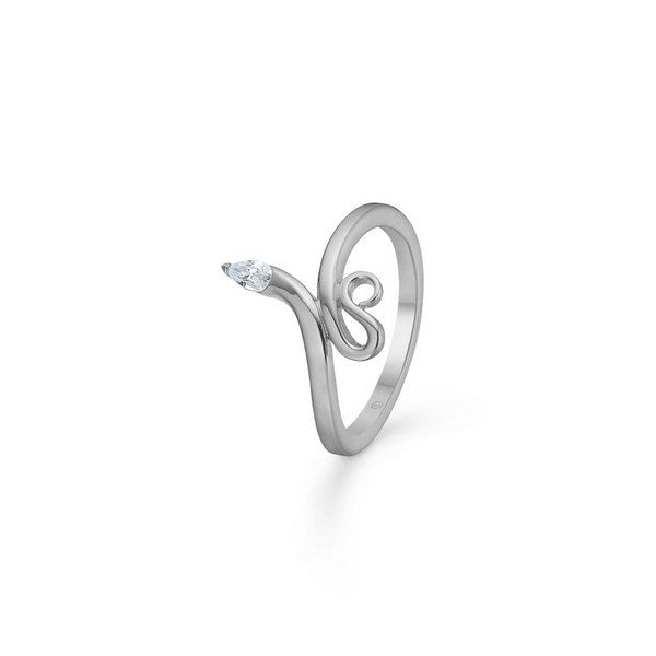 Cobra ring i 925 sterlingsølv med hvid zirkon fra Mads Zs White Label kollektion.