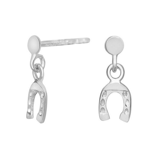 Hestesko øreringe i rhodineret sølv til børn – Siersbøl