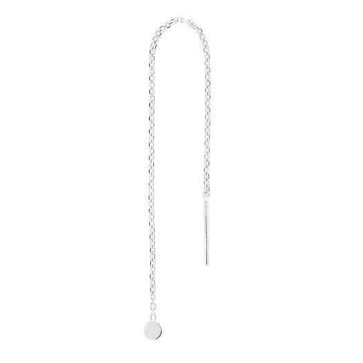 Nordahl Andersen Pierce52 ørekæde i rhodineret sølv med rund plade