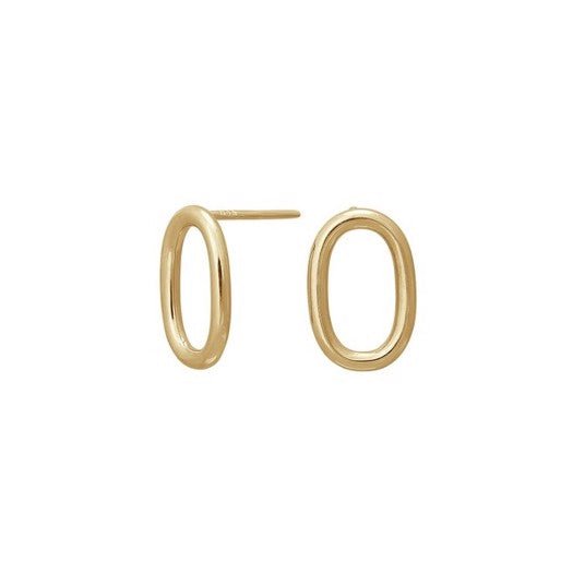 Ovale ørestikker i forgyldt sølv 15 mm fra Nordahl Jewellery