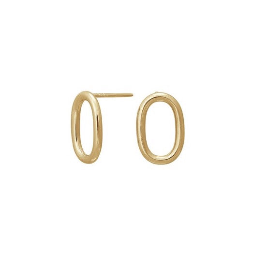 Ovale ørestikker i forgyldt sølv 15 mm fra Nordahl Jewellery