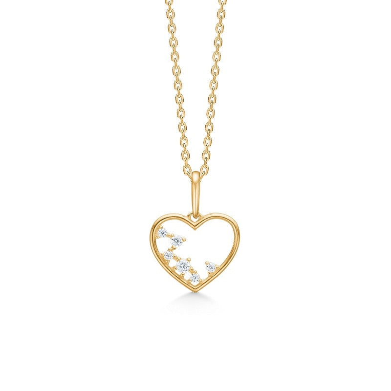 Mads Z Loveless hjertevedhæng i 8 karat guld med 6 klare zirkonia fra White Label-kollektionen.