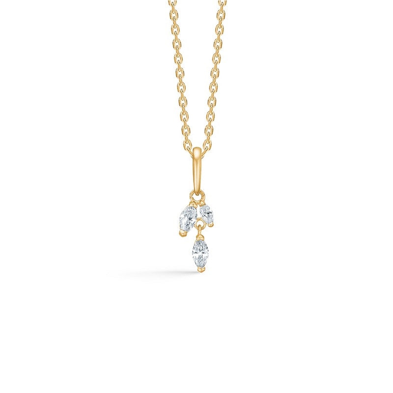 Emilia vedhæng i 8 kt guld med zirkonia fra Mads Z White Label med bladformet design.
