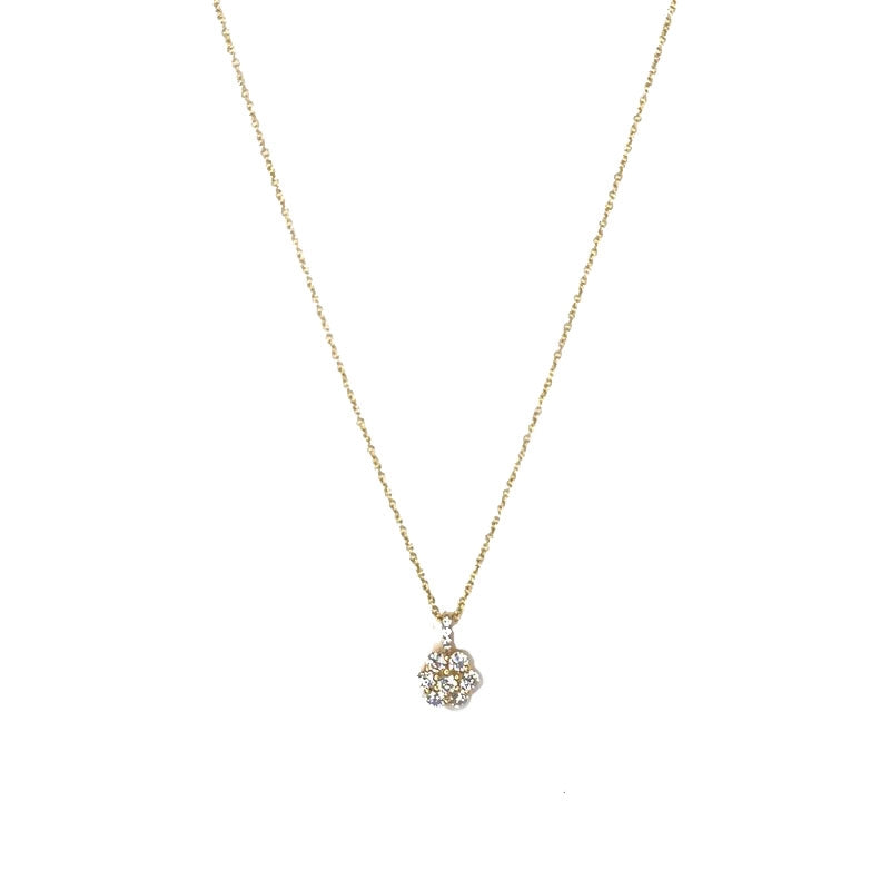 8 karat guld vedhæng med blomst og zirkonia på forgyldt ankerkæde 45 cm fra Smykkecenter.