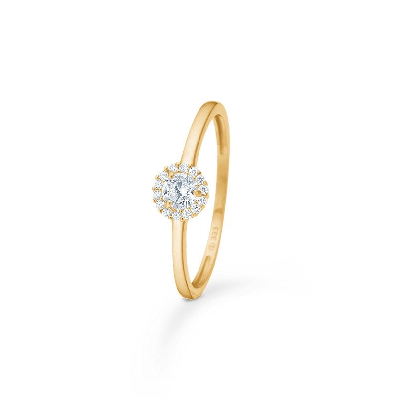 Mads Z Vega ring i 8 kt guld med zirkonia fra White Label kollektionen – feminin og elegant rosetformet ring.