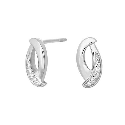 Nordahl Andersen ørestikker i rhodineret sølv med zirkonia