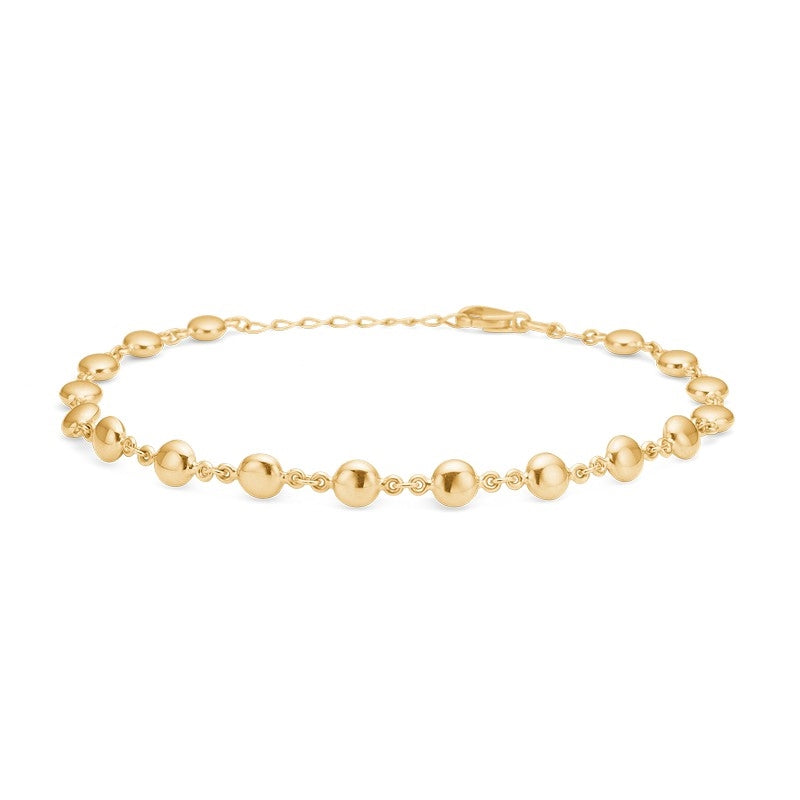 Mads Z armbånd fra White Label i 8 kt guld med kæde og blanke discs, 17–20 cm.