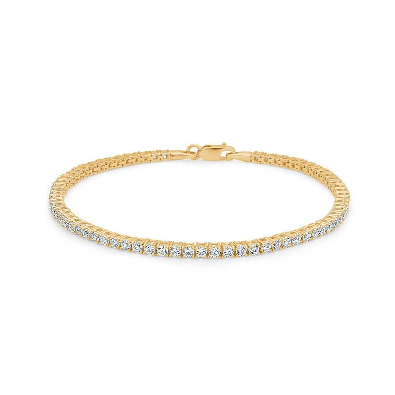 Mads Z tennisarmbånd i 8 kt guld med hvide zirkoner fra White Label-kollektionen, justerbar 16,5–19 cm.