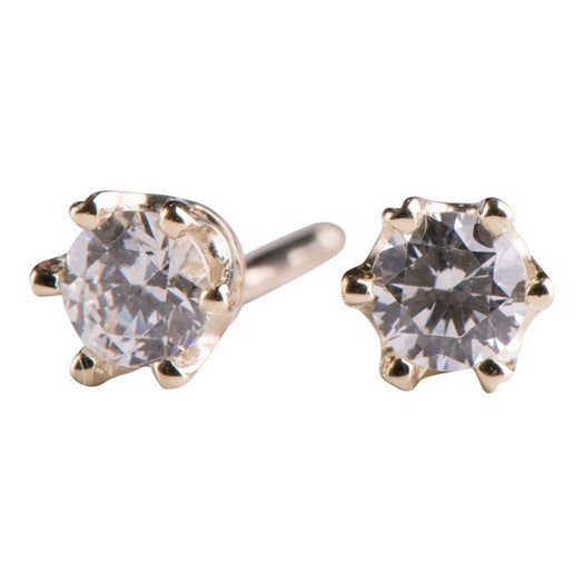 Siersbøl ørestikker i 8 kt guld med 4 mm zirkonia