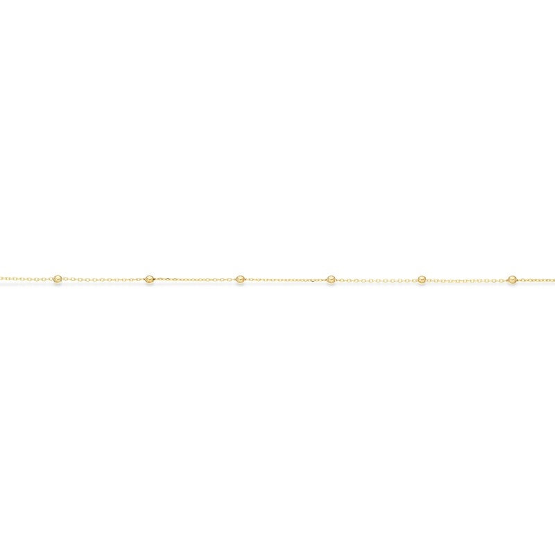 Scrouples armbånd i 8 karat guld med enkle kugler jævnt fordelt 17–19 cm.
