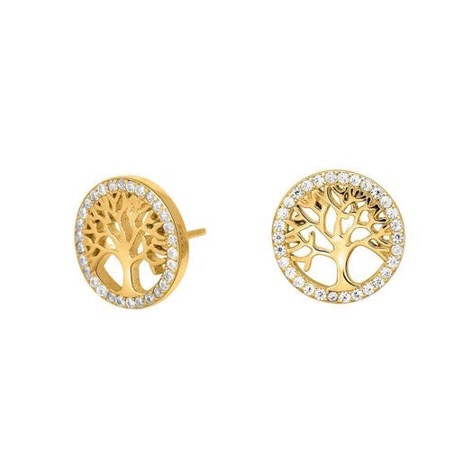 CAIANOR ørestikker i forgyldt sølv med Livets Træ og zirkonia fra JoanliNor
