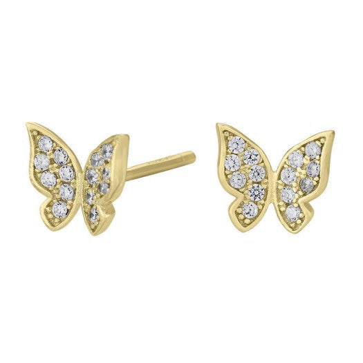 Alma sommerfugle ørestikker i forgyldt sølv med zirkonia – JoanliNor