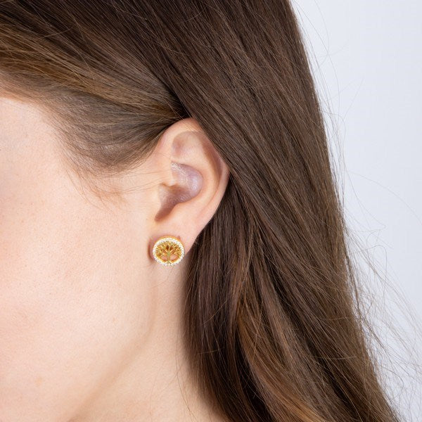 CAIANOR ørestikker i forgyldt sølv med Livets Træ og zirkonia fra JoanliNor