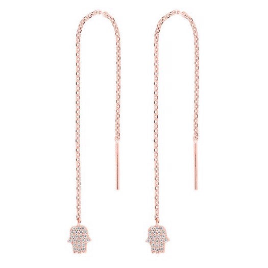 HAYLEYNOR ørekæder i rosaforgyldt sølv med Hamsa-hånd og zirkoner – JoanliNor