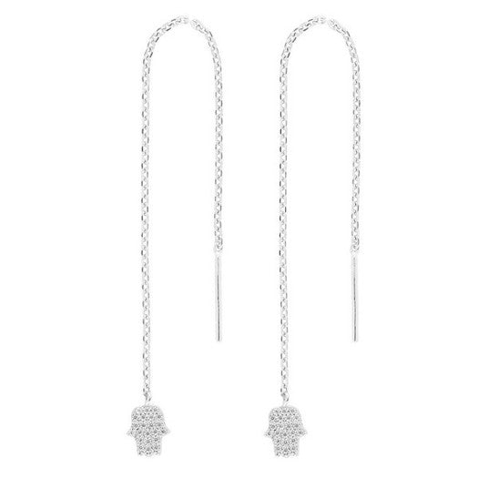 HAYLEYNOR ørekæder i sølv med Hamsa-hånd og zirkoner – JoanliNor