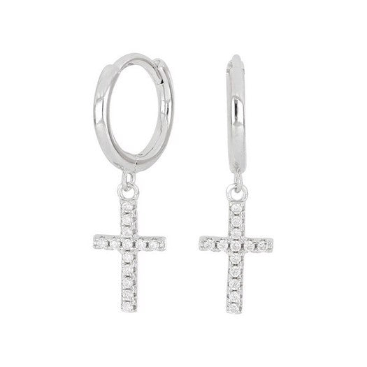 JoanliNor creoler i sølv med kors og zirkoner