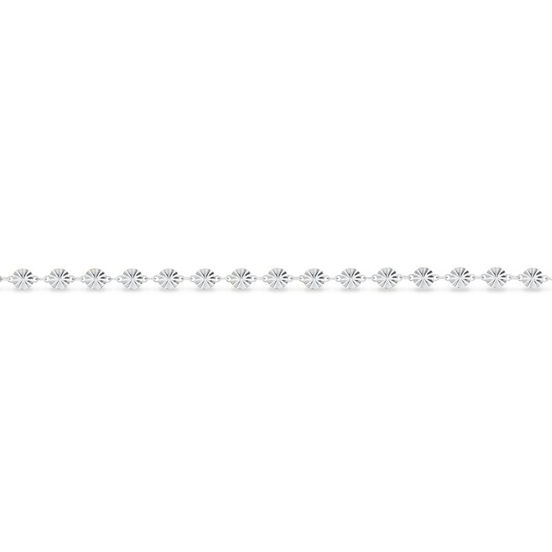 Scrouples ankelkæde i rhodineret sølv med plisserede poletter 23–25 cm – elegant ankelkæde i sølv.