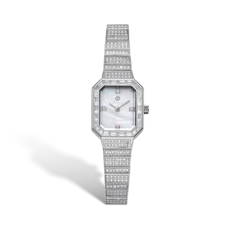Mads Z Celestial by Medina stål ur med ottekantet lynette, perlemorsskive og baguetteslebne zirkonia, Swarovski-krystaller og hvide topaser.