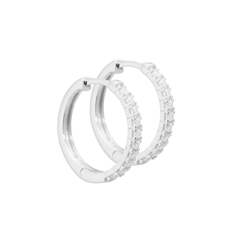 Aqua Dulce Darling Hoop øreringe i 925 sterlingsølv med klare zirkonia, 20 mm.