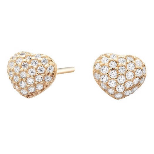 Siersbøl hjerte ørestikker i 8 kt guld med zirkonia