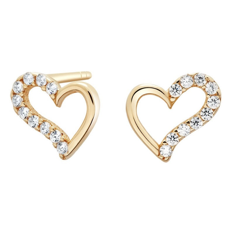 Siersbøl hjerteørestikker i 8 kt guld med zirkonia