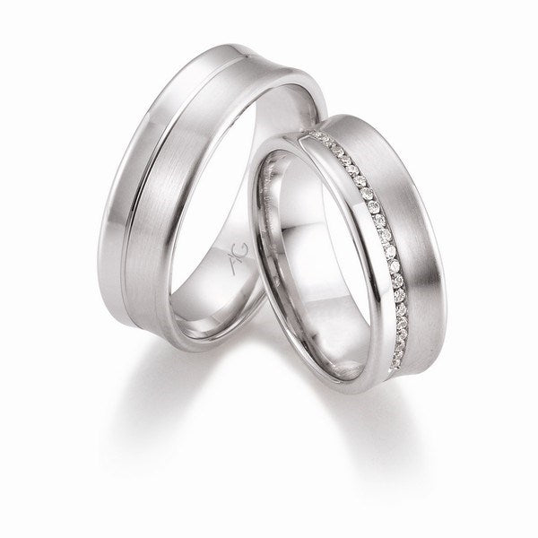 Luksuriøse Gerstner vielsesringe i 9 eller 14 karat hvidguld med 0,13 ct diamanter