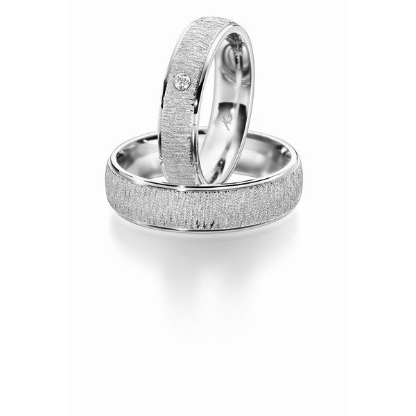 Eksklusive Gerstner vielsesringe i 14 eller 9 karat hvidguld med 0,03 ct diamant