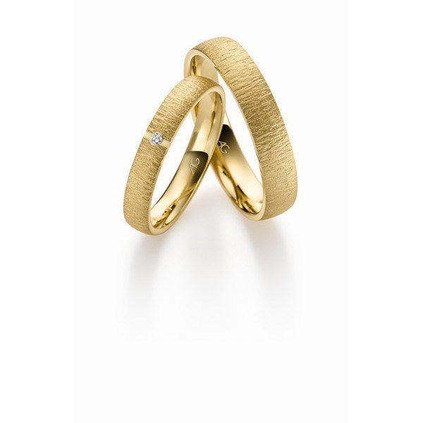 Rustikke Gerstner vielsesringe i 9 eller 14 karat guld med 0,015 ct diamant